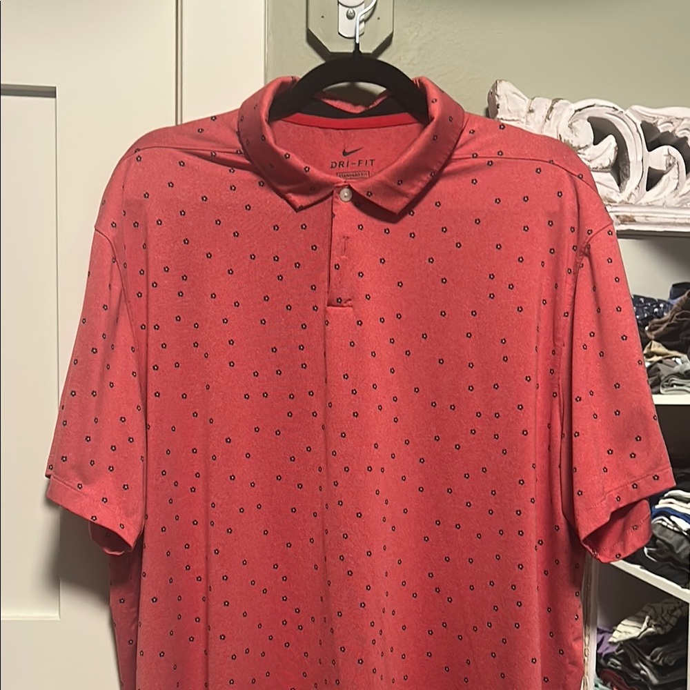 Nike Men's Red Dri-FIT Polo Shirt